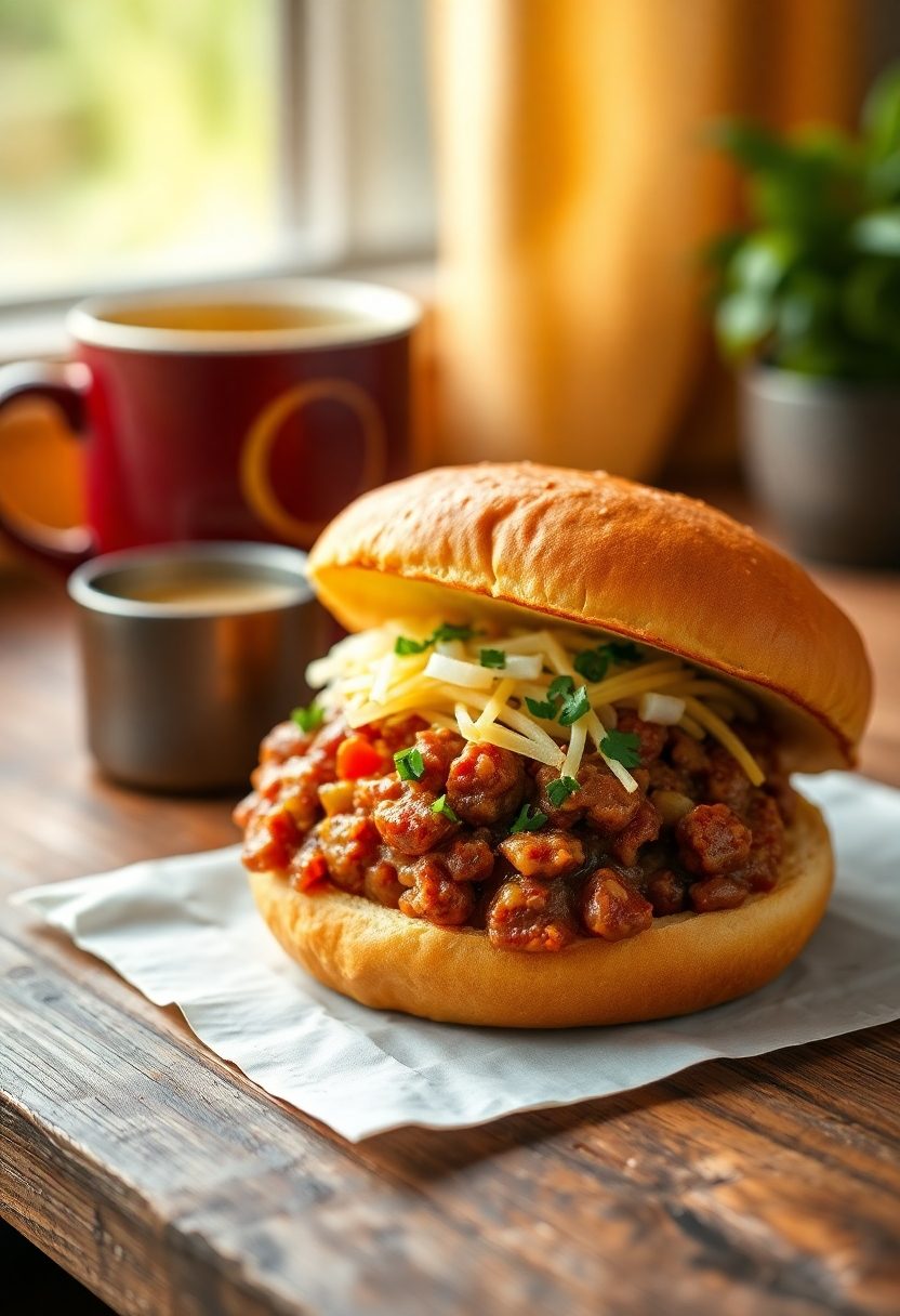 breakfast sausage sloppy sandwich