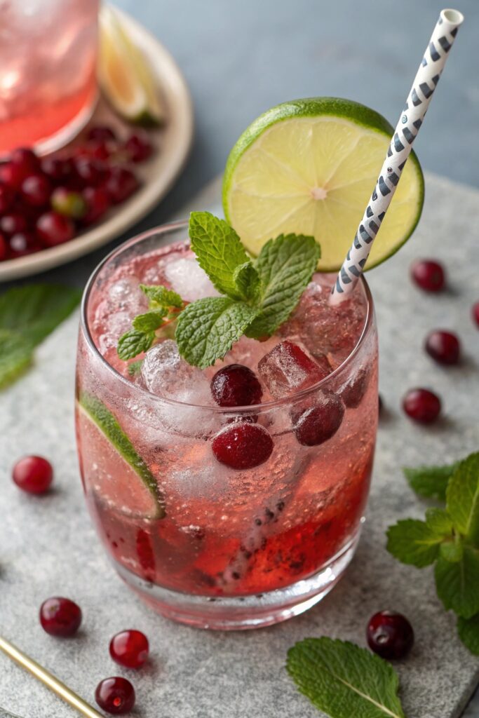 refreshing drink with cranberry