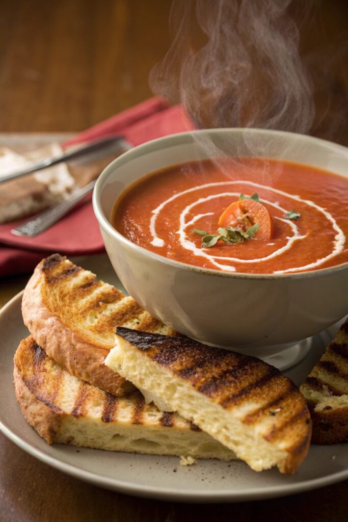 Creamy Tomato Soup With Grilled Cheese