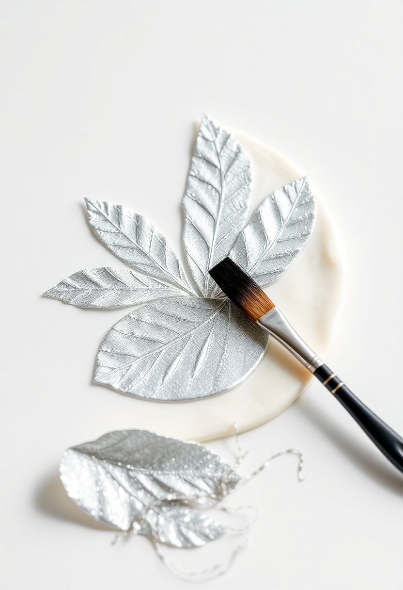 decorative cake silver leaves