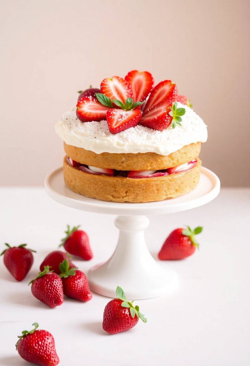 delicious strawberry dessert cake