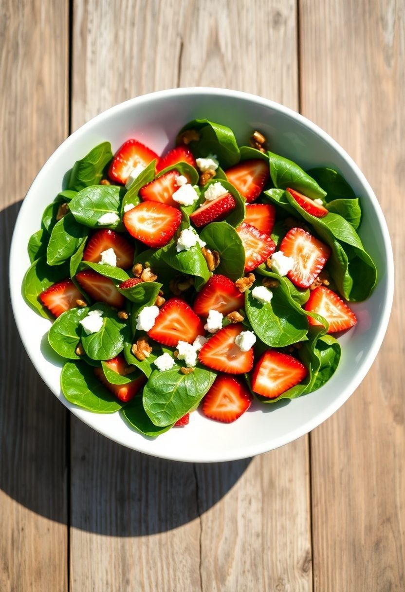 fresh strawberry spinach salad