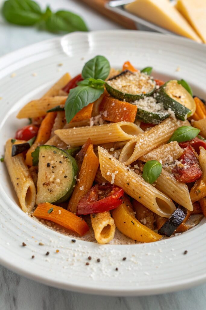 penne with roasted vegetables
