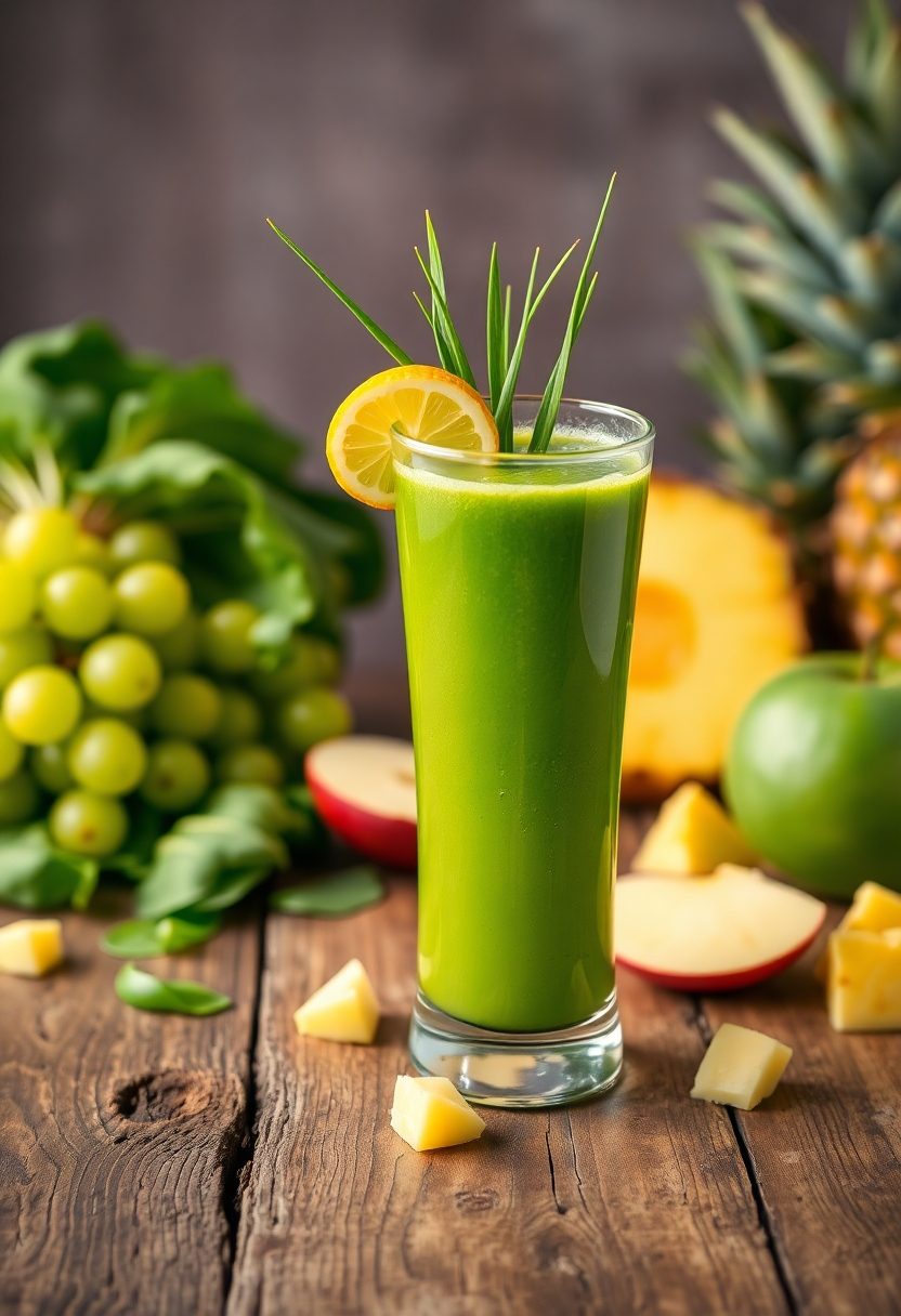 healthy green wheatgrass drink