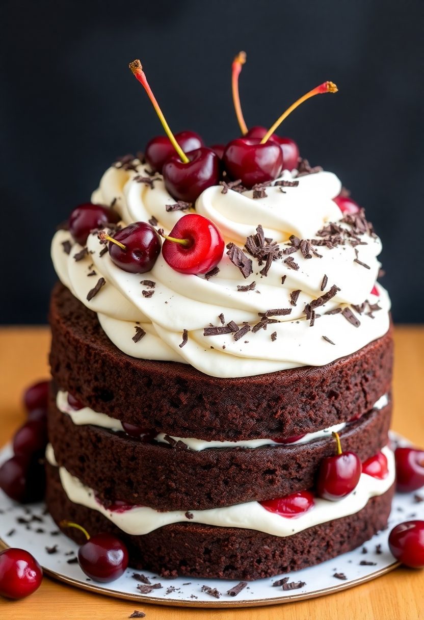 rich chocolate cherry cake