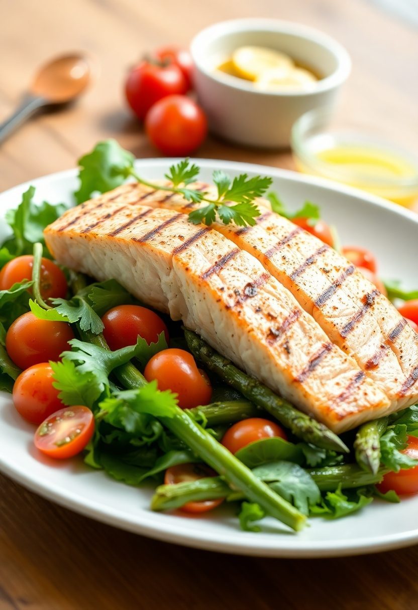 salmon and asparagus combined