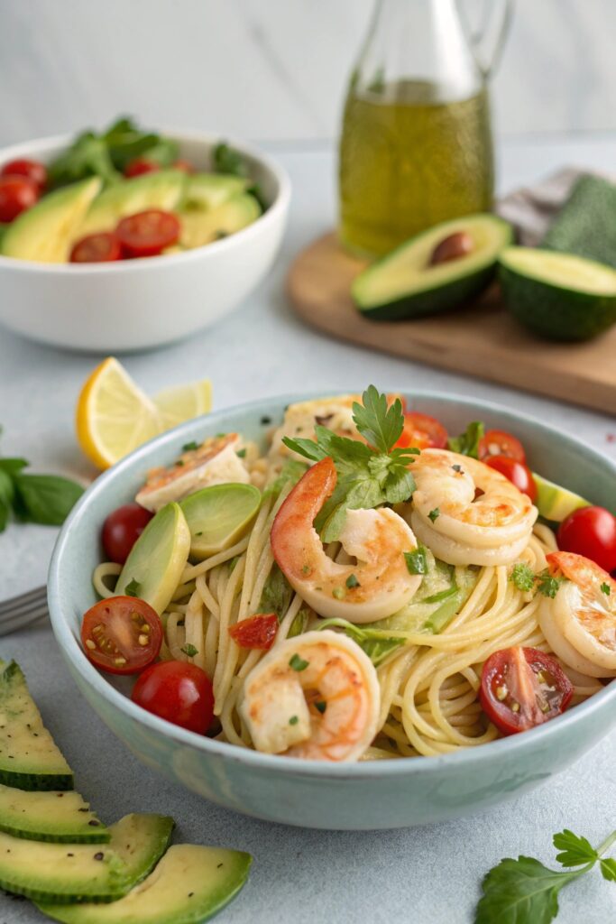 shrimp avocado pasta salad