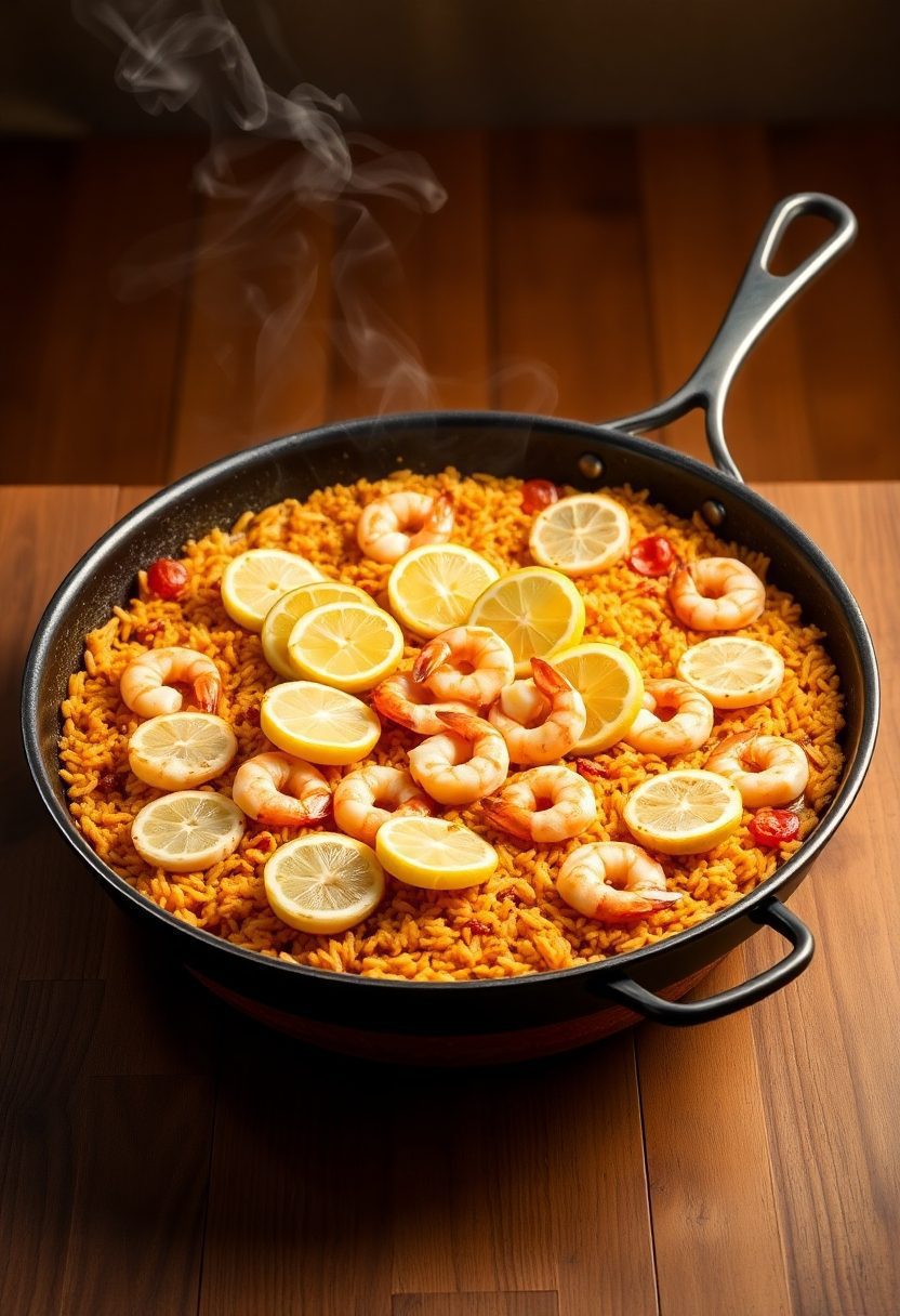 shrimp and lemon paella