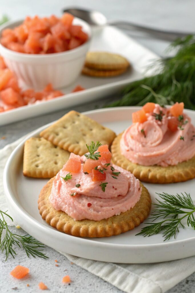 smoked salmon on crackers