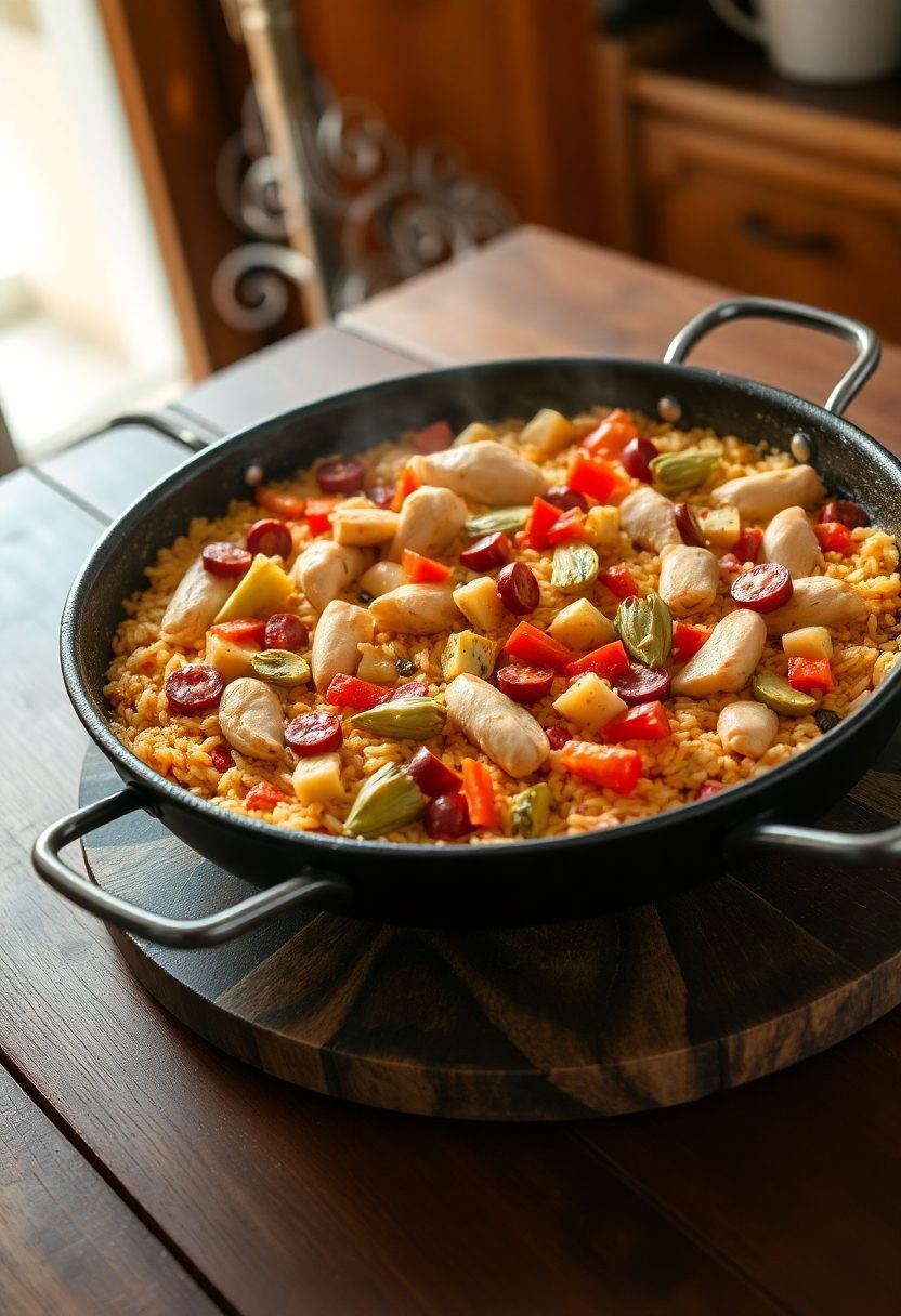 spanish artichoke paella dish