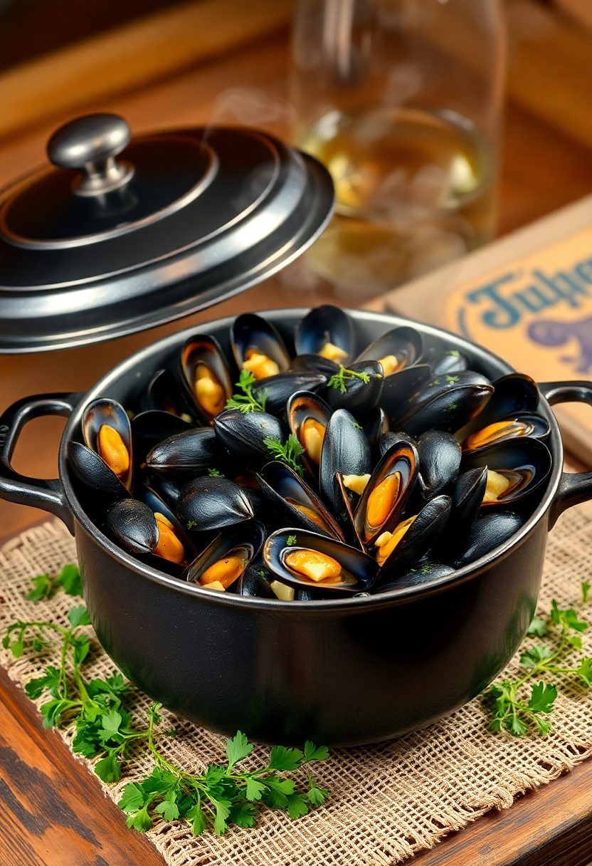 steamed irish garlic mussels