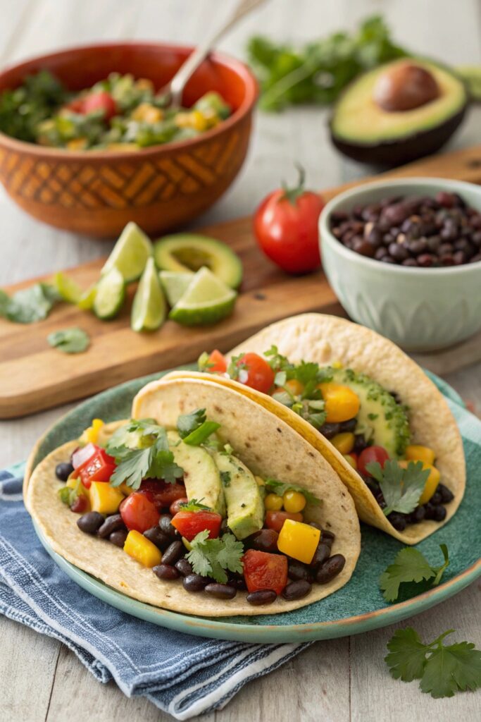 tacos with avocado salsa