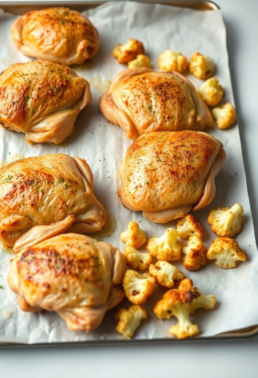 baked chicken and cauliflower