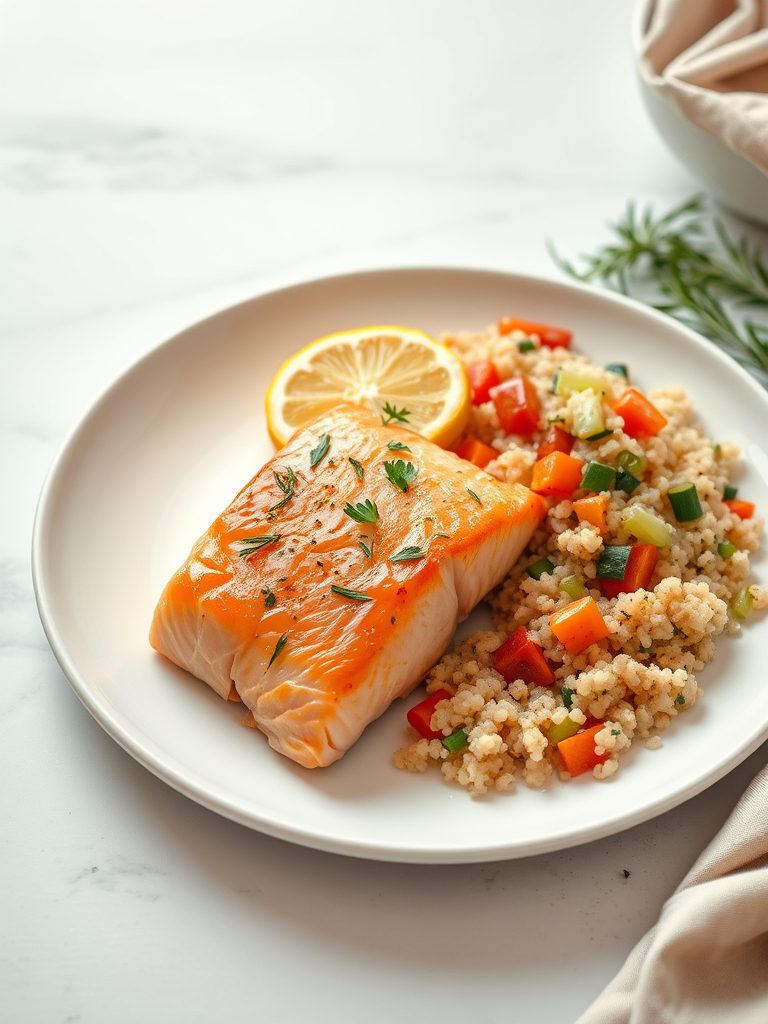 baked salmon with quinoa
