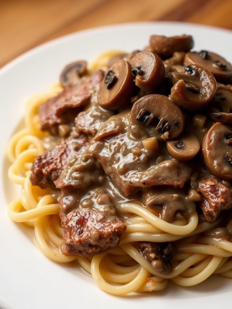 beef dish with mushrooms