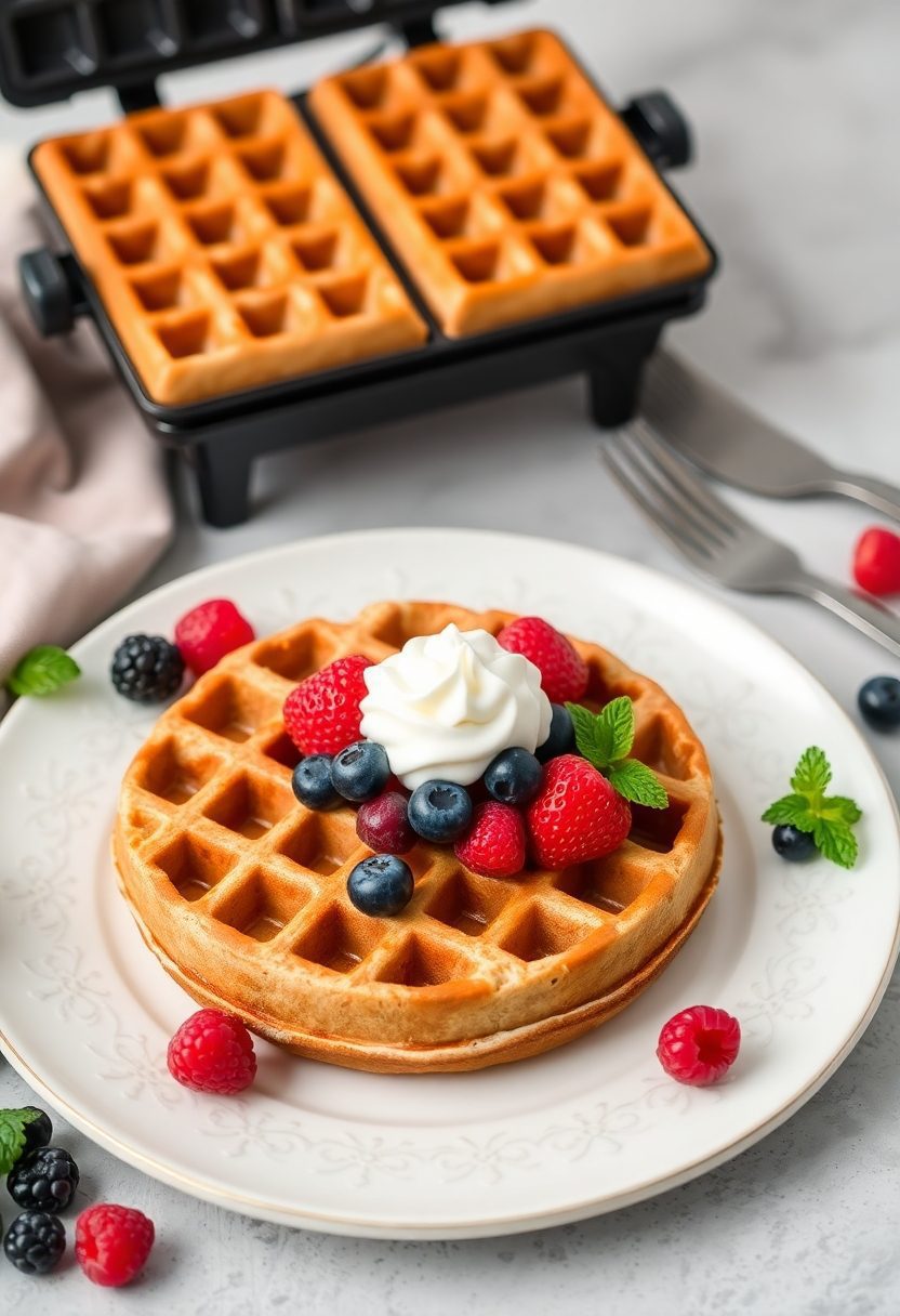 berries on whole waffles