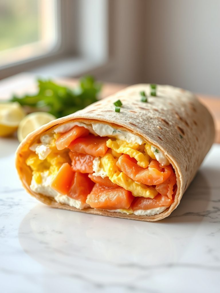 breakfast burrito with salmon