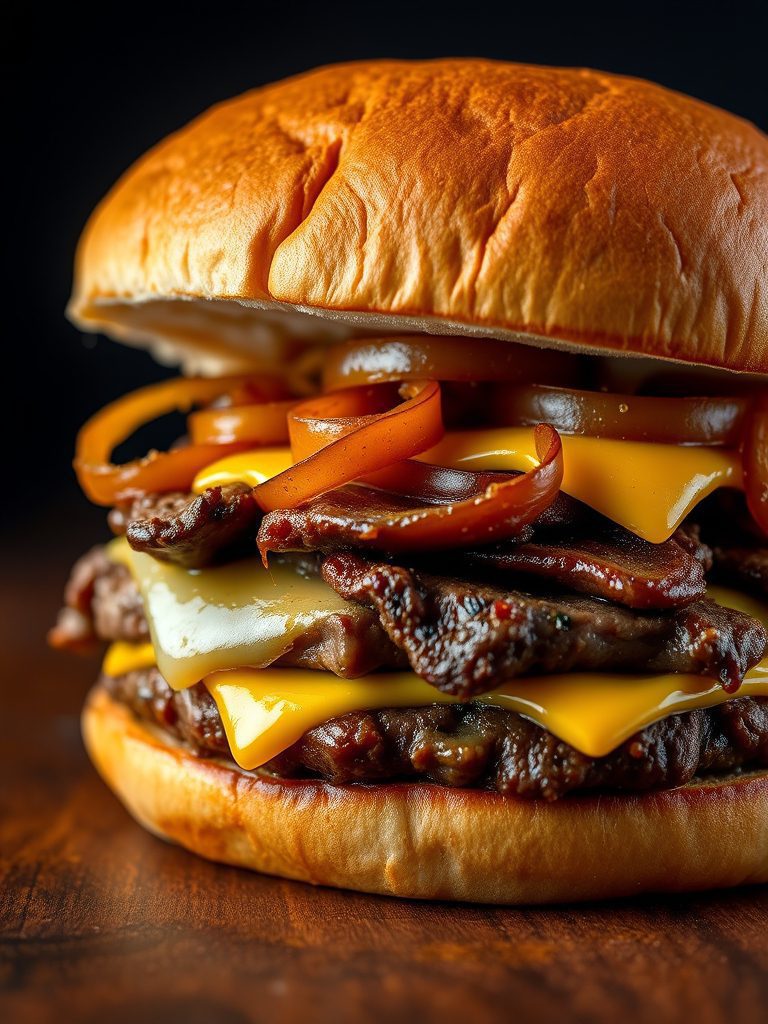 burger with cheesy goodness