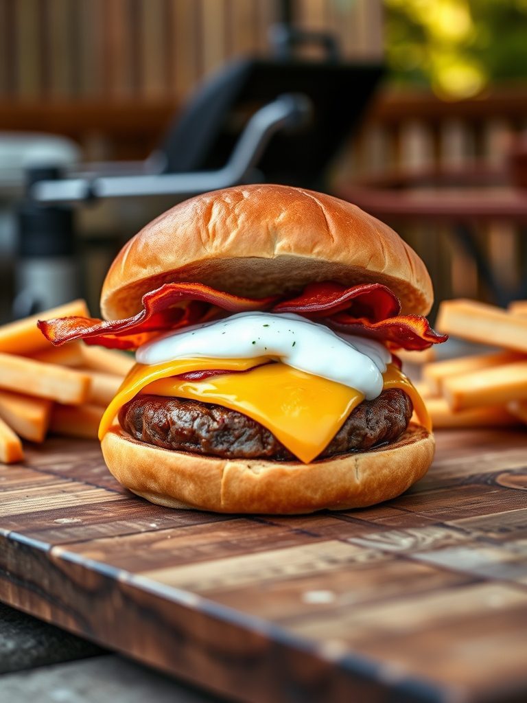 burger with cheesy toppings