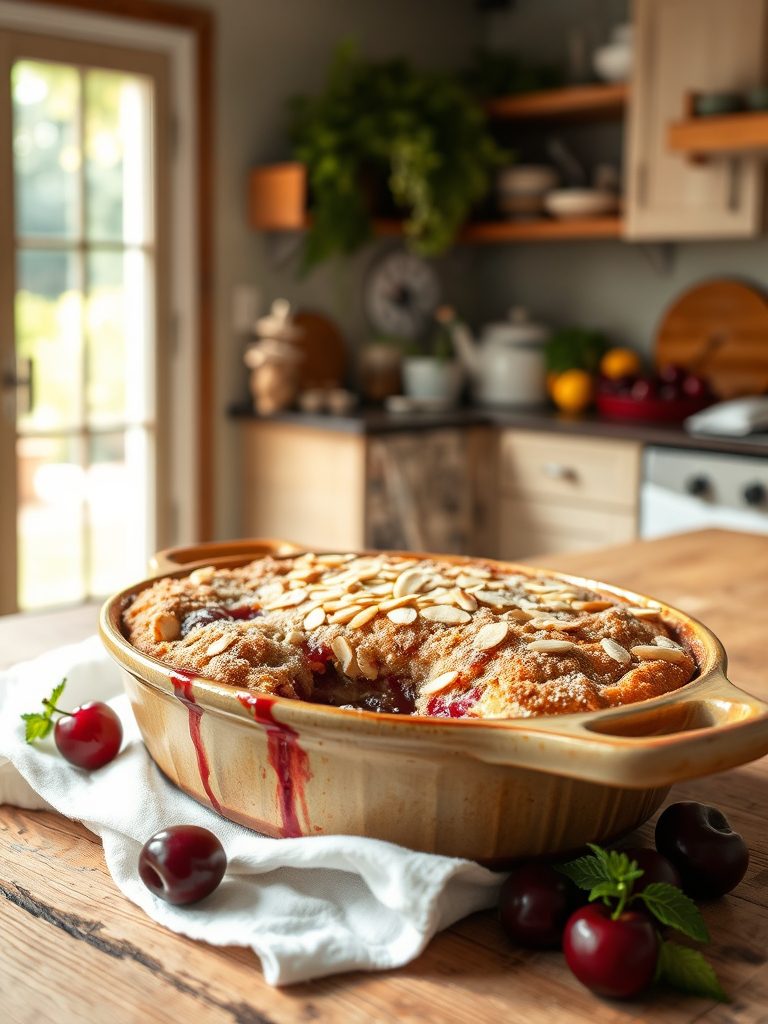 cherry dessert with almonds