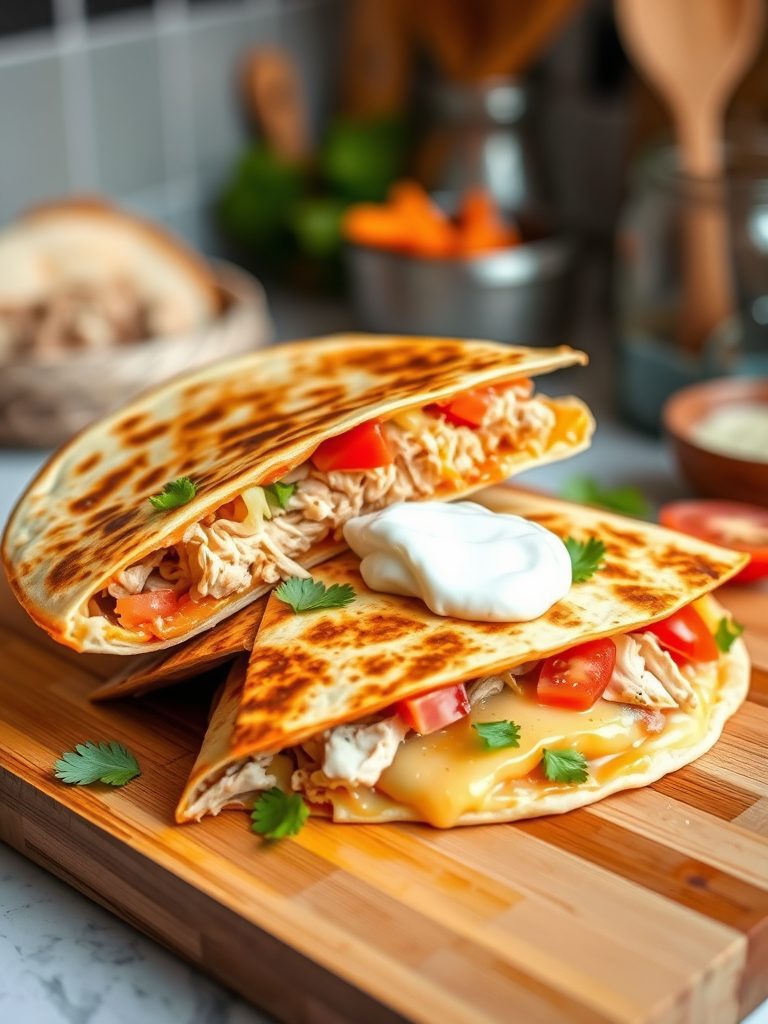 chicken and cheese quesadillas