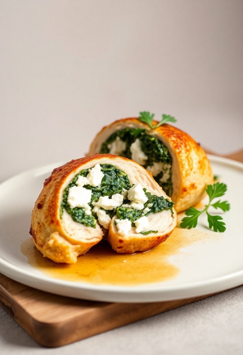 chicken filled with spinach