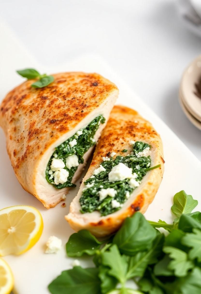 chicken filled with spinach