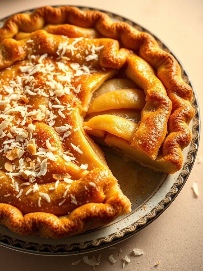 coconut topped apple pie
