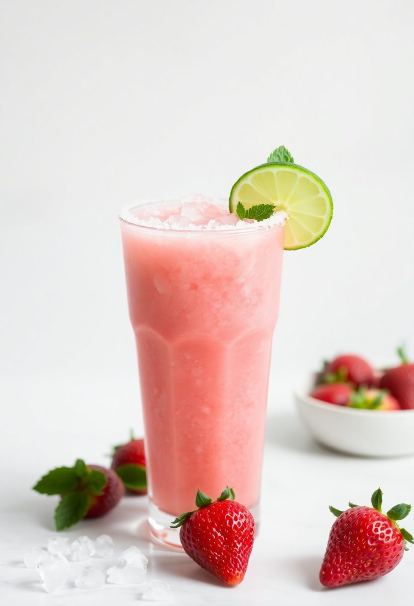 cold strawberry cocktail drink