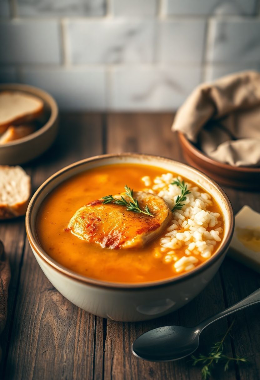 comforting chicken rice soup