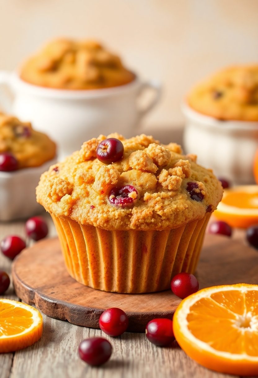 cranberry orange crumbly muffins