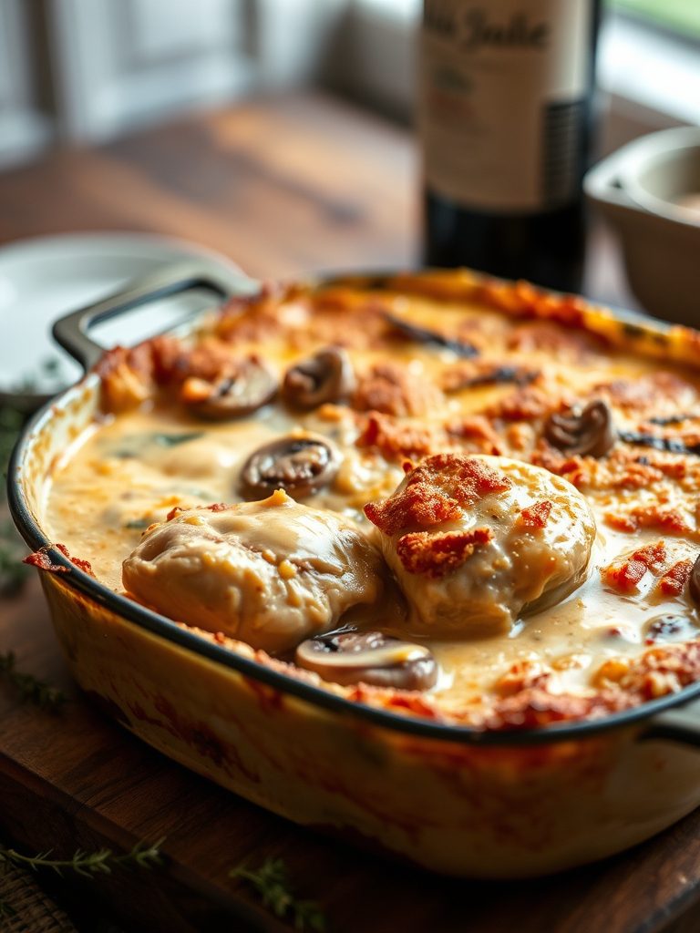 creamy chicken mushroom bake