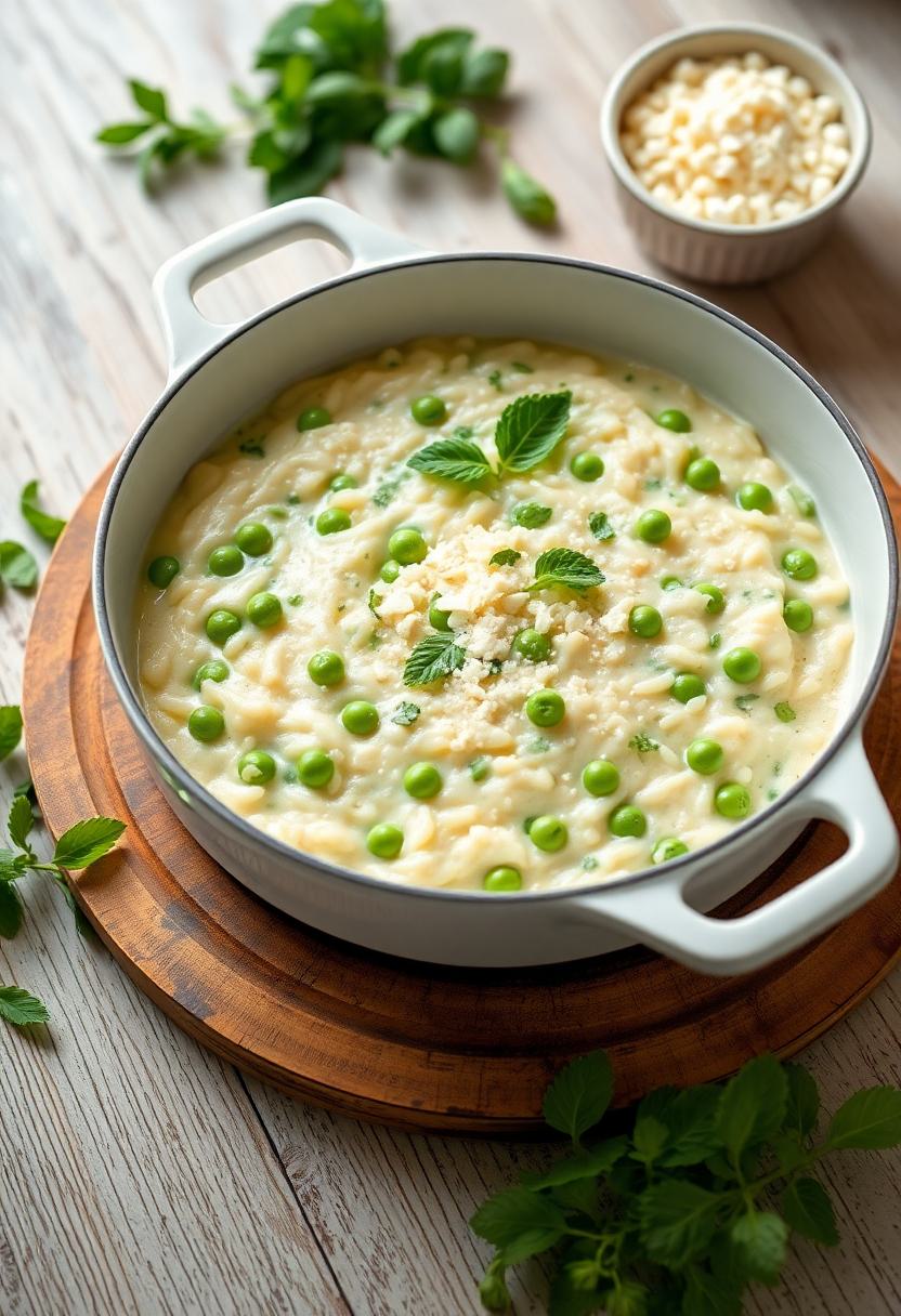 creamy spring pea dish