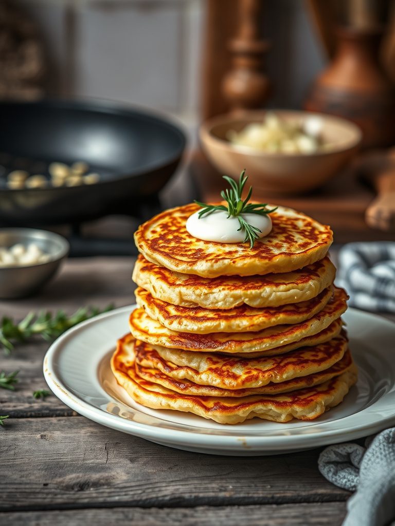 crispy herb infused pancakes