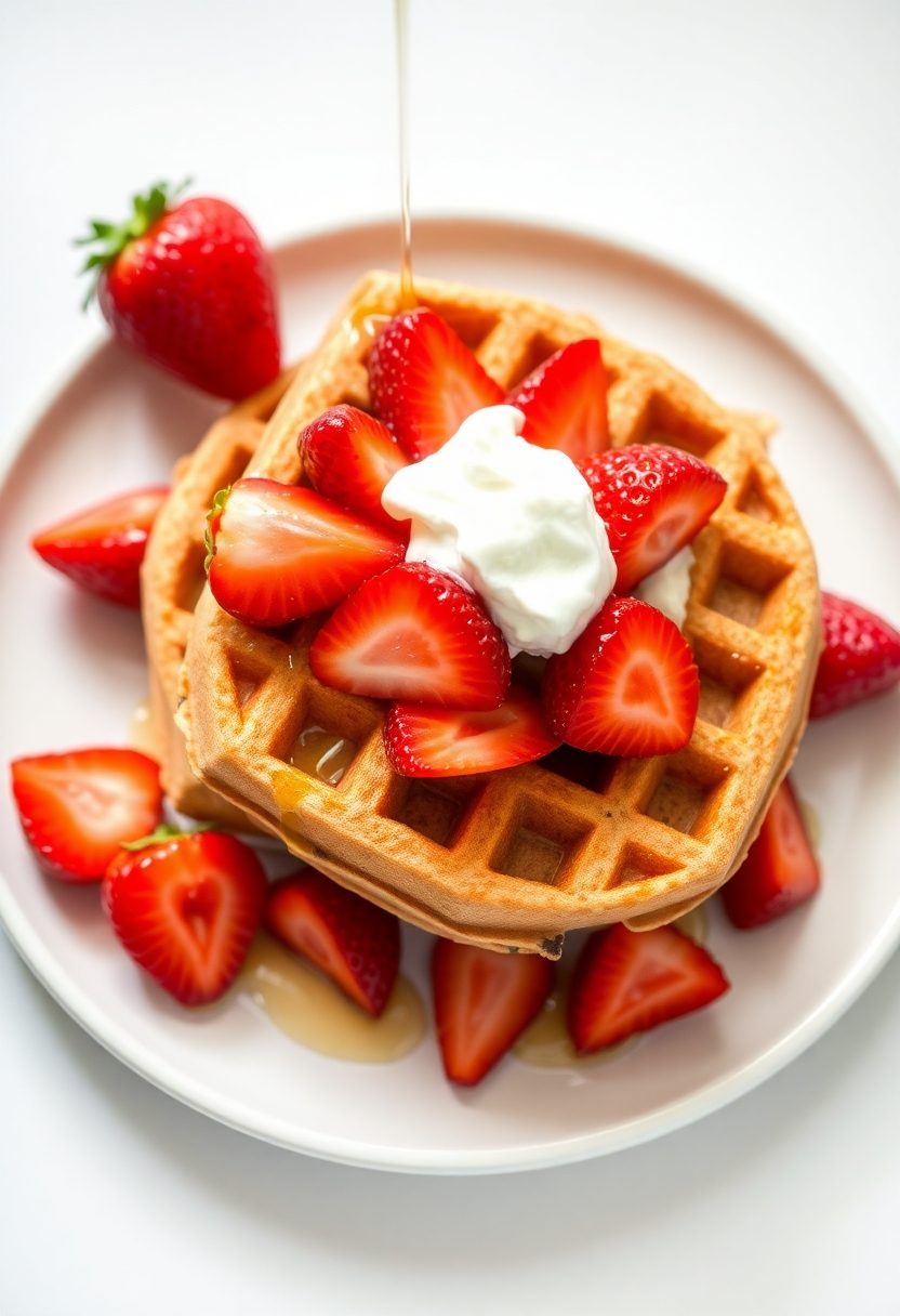 delicious breakfast with strawberries