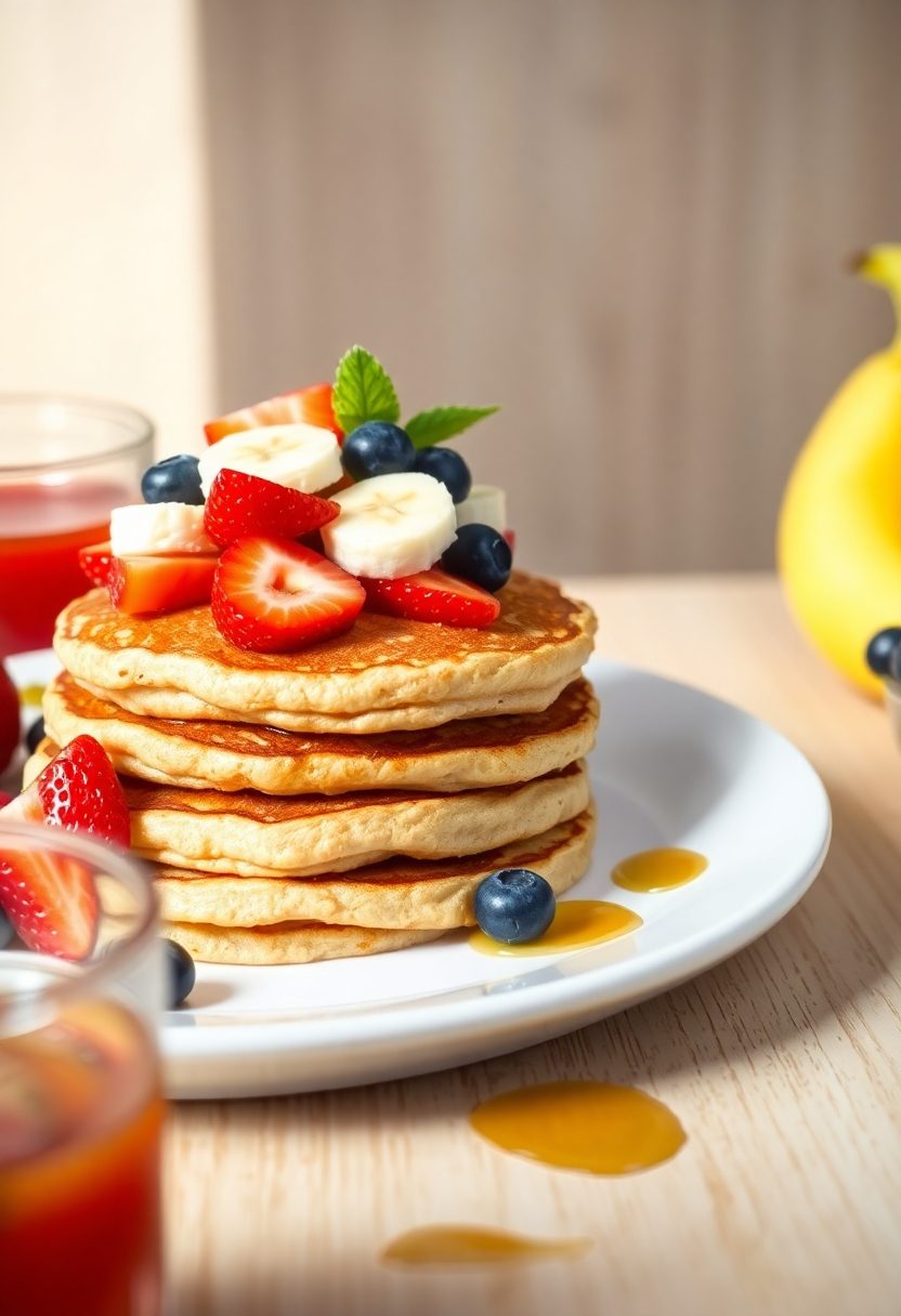 fluffy pancakes with fruit