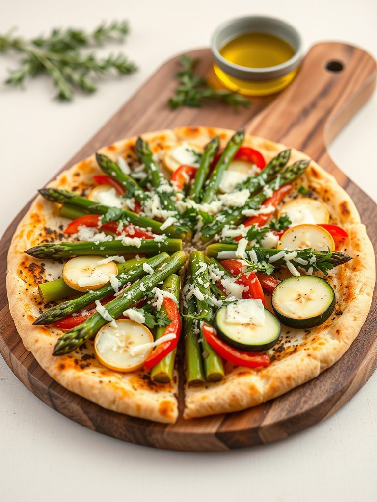 fresh vegetables on flatbread