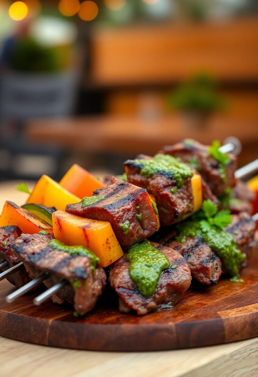 grilled beef and vegetables