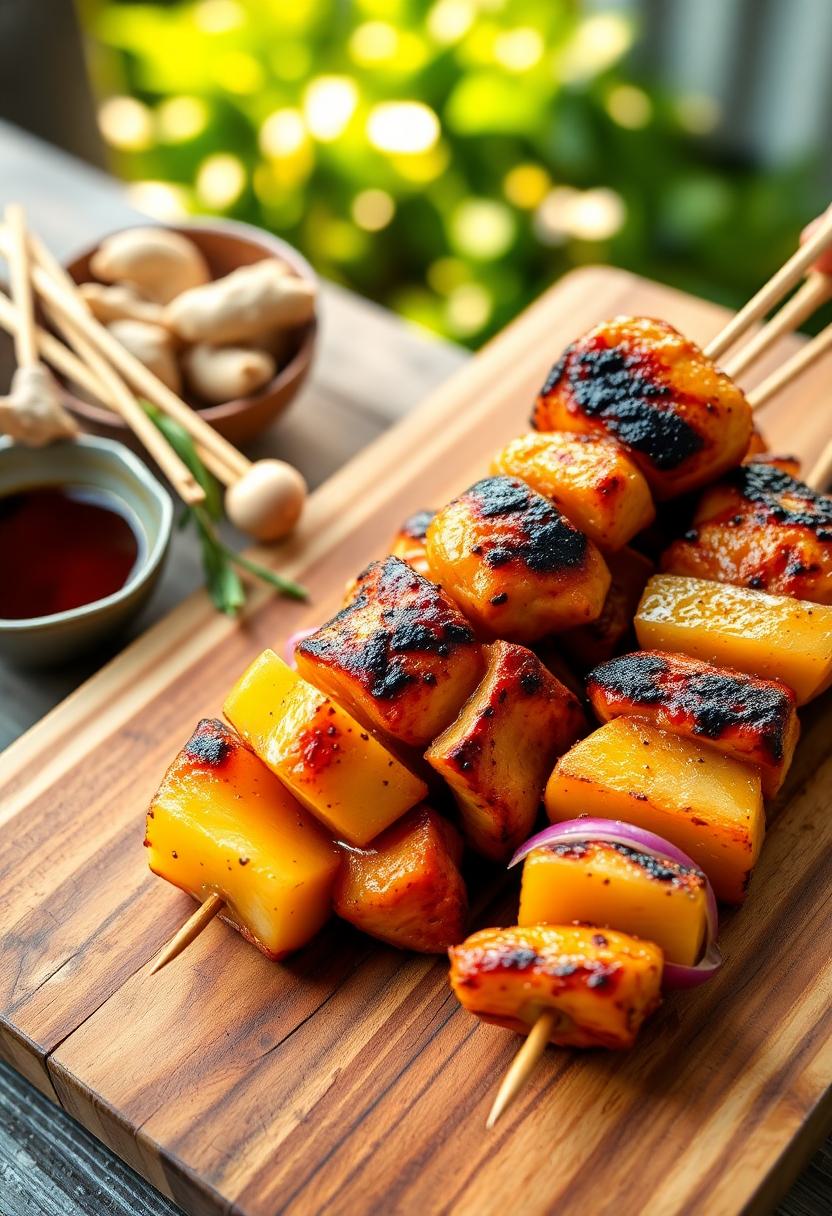 grilled chicken fruit skewers