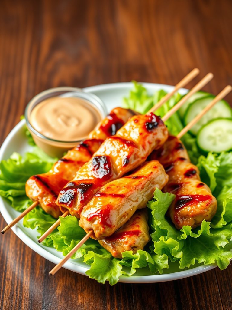 grilled chicken on stick