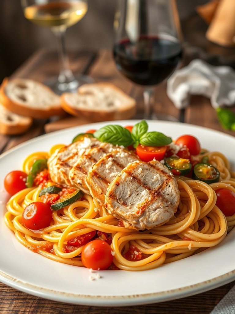 grilled chicken pasta dish