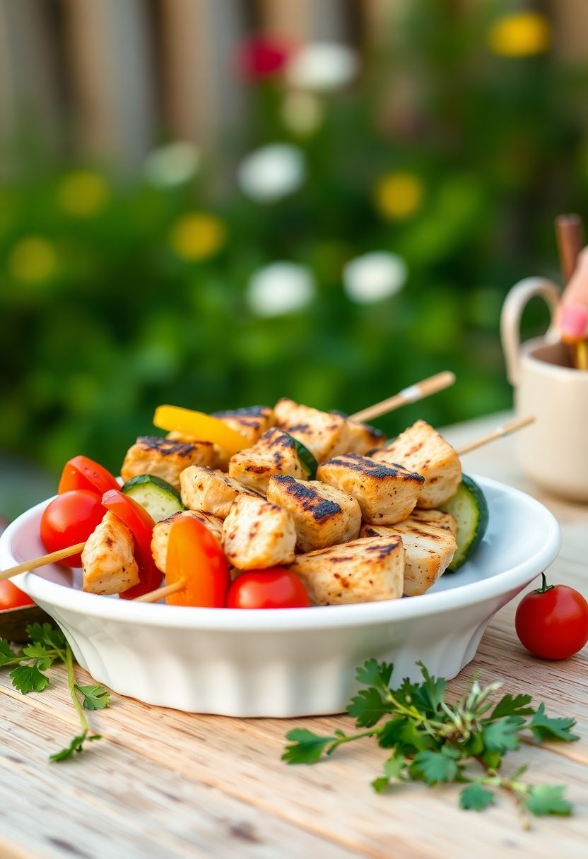 grilled chicken vegetable skewers