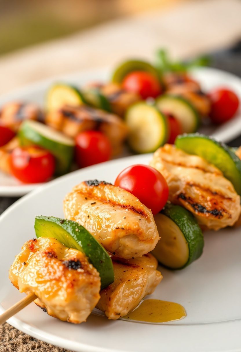grilled chicken vegetable skewers