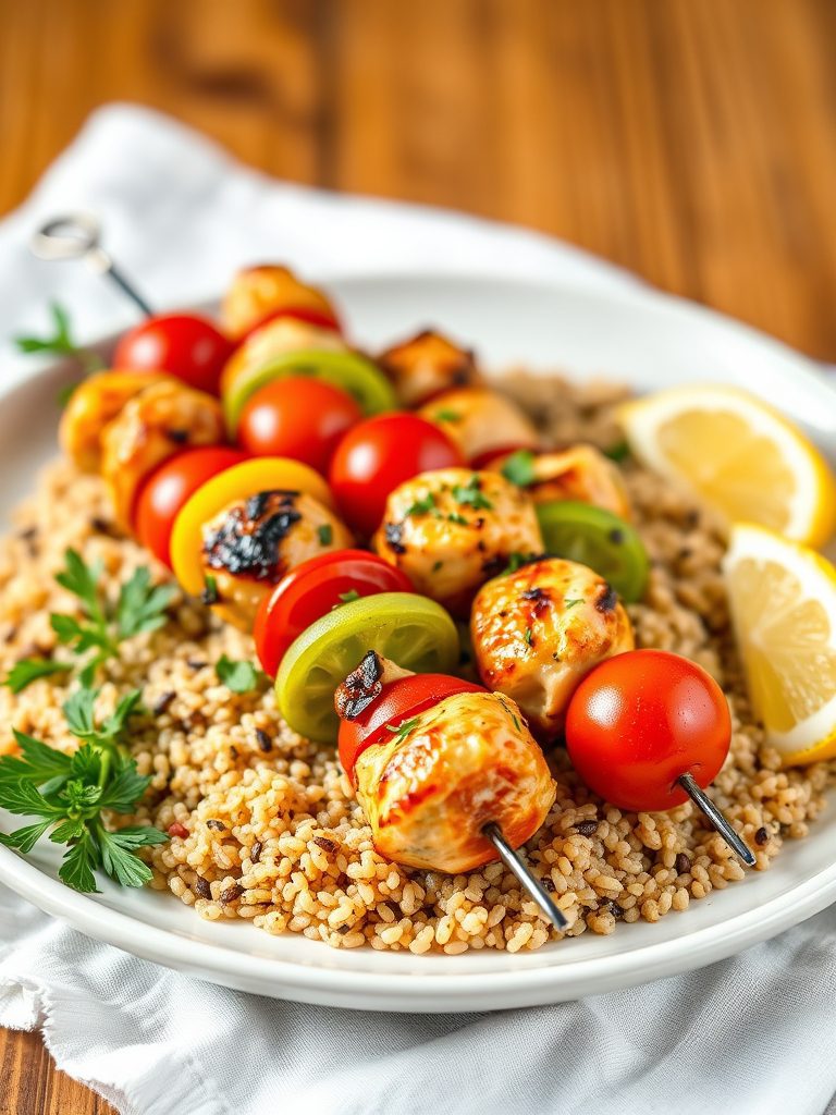 grilled chicken vegetable skewers