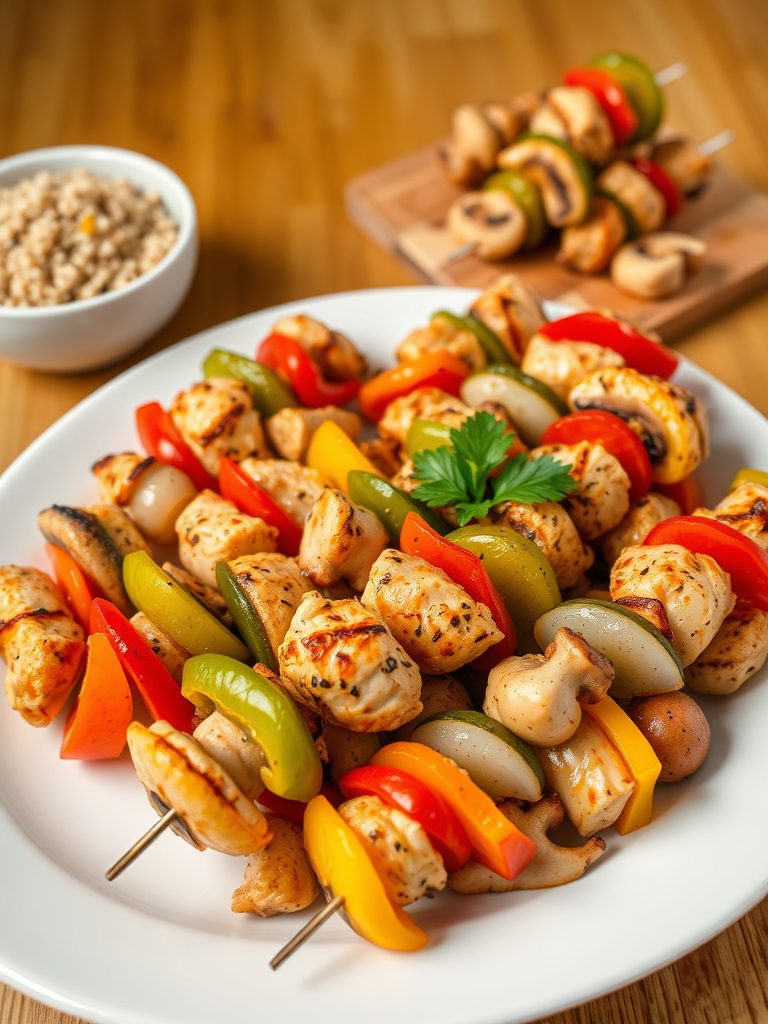 grilled chicken vegetable skewers