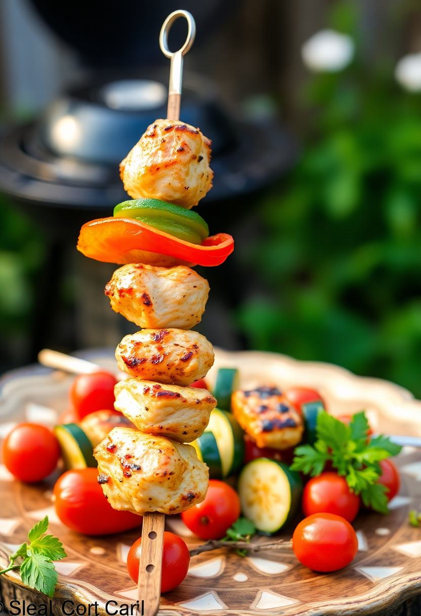 grilled chicken vegetable skewers