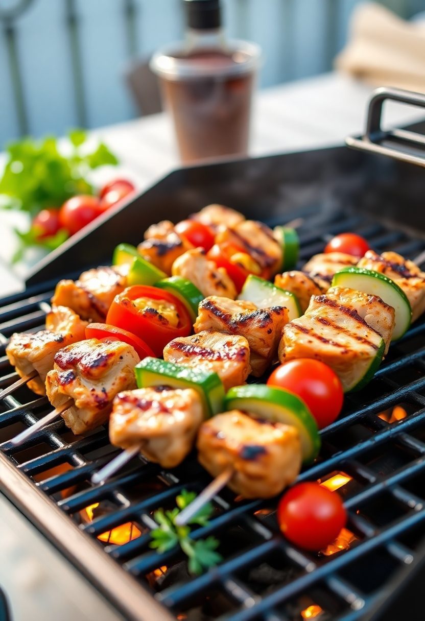grilled chicken veggie skewers