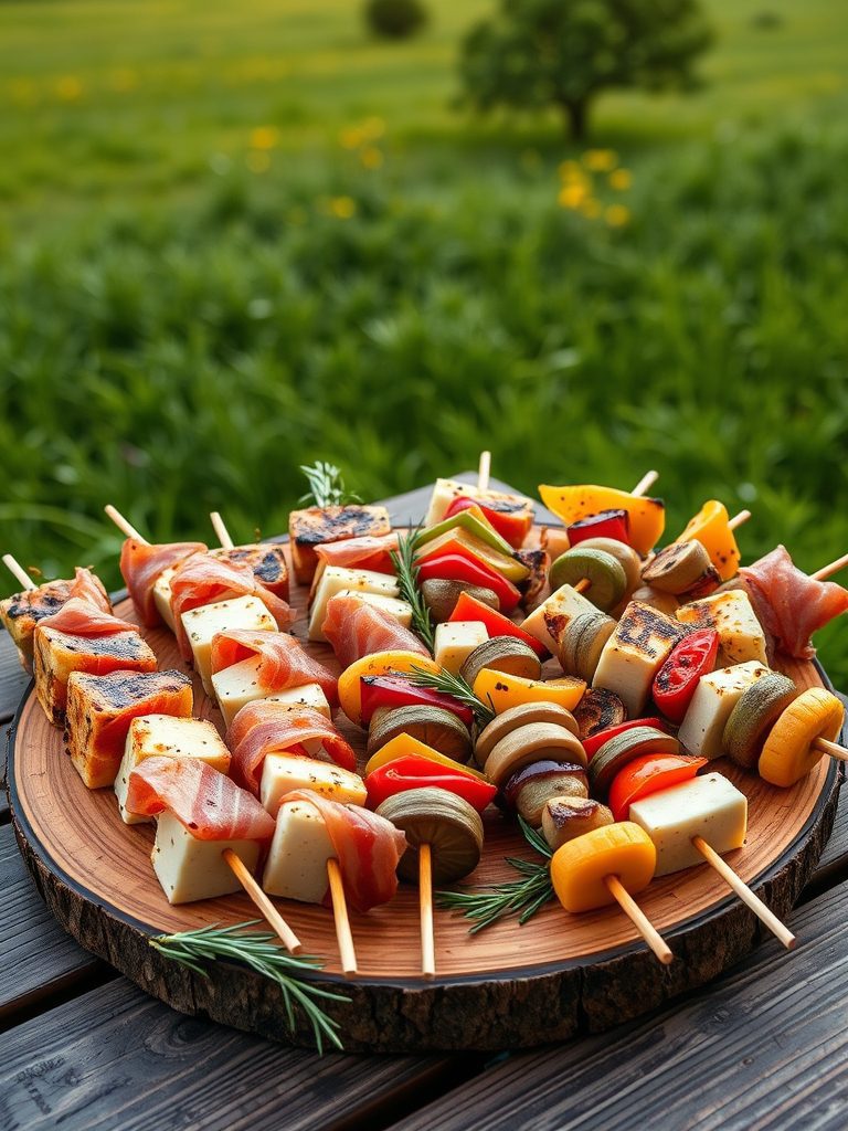 grilled food on sticks