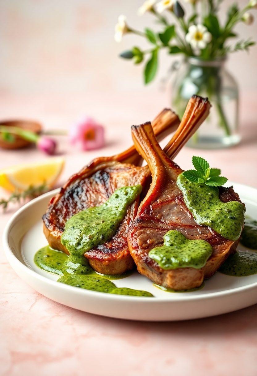 grilled lamb with mint