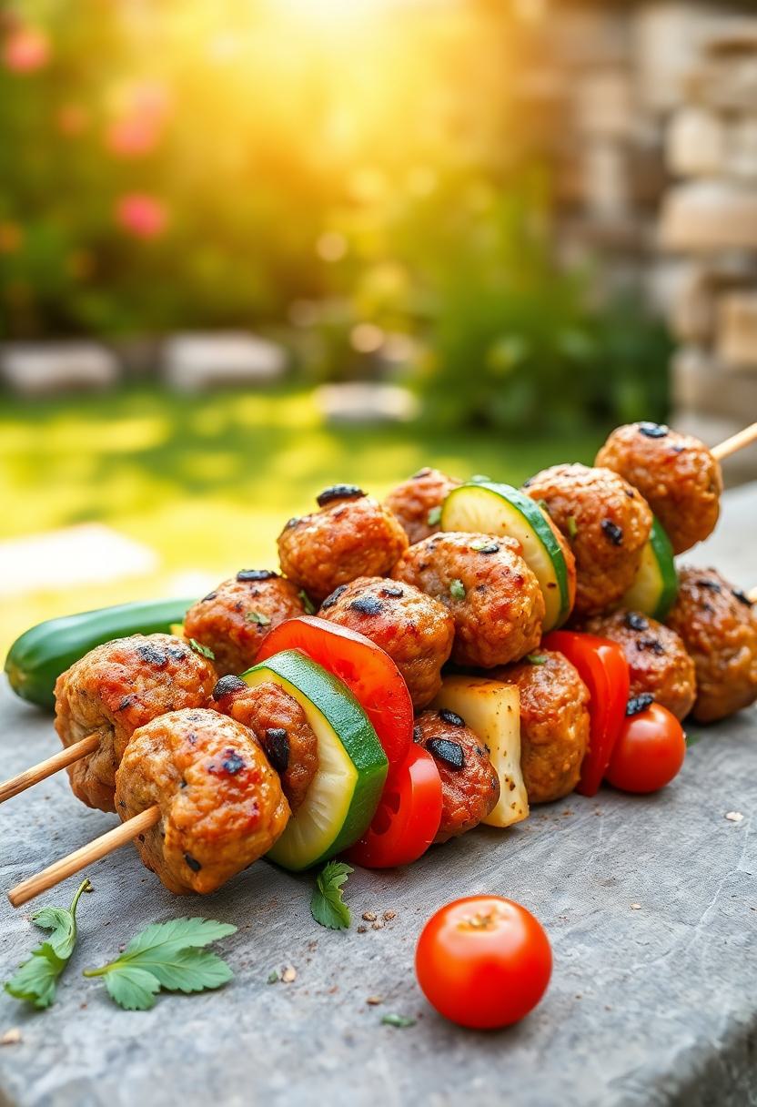 grilled meat and vegetables